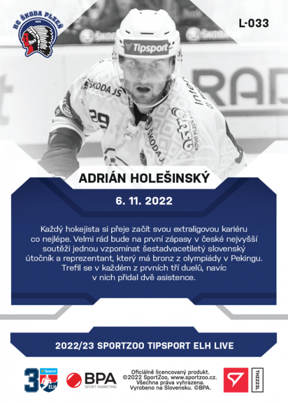 L-033 Adrián Holešinský TELH 2022/23 LIVE