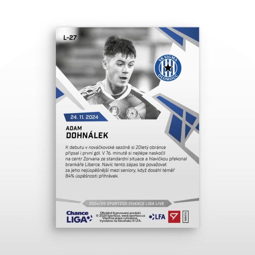 L-27 Adam Dohnálek Chance Liga 2024/25 LIVE