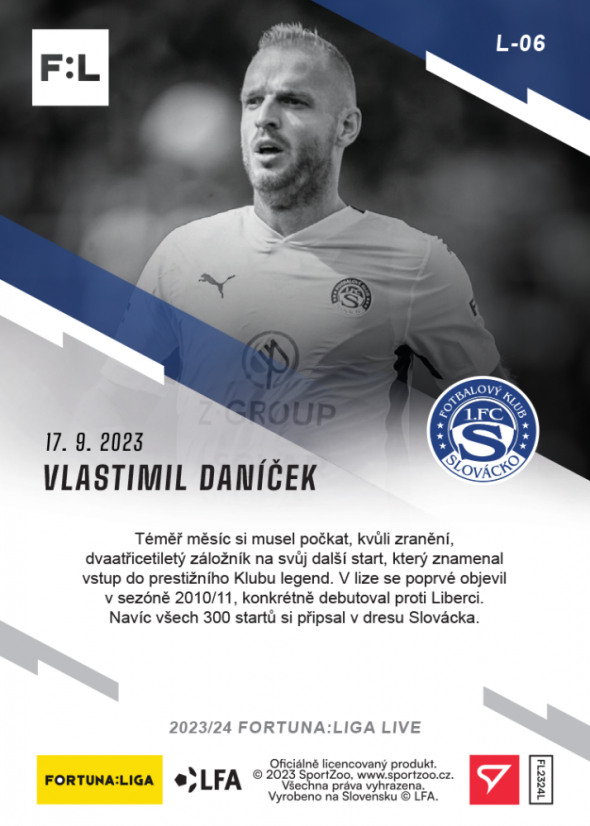 L-06 ZESTAW Vlastimil Daníček FORTUNA:LIGA 2023/24 LIVE + UCHWYT