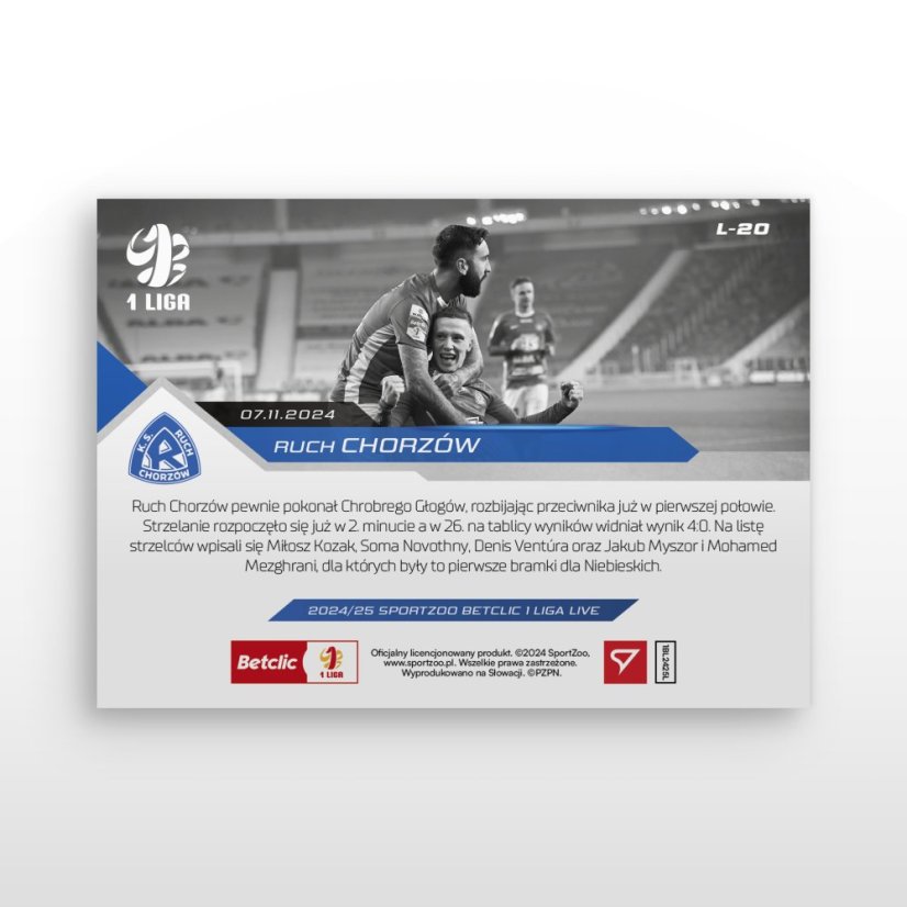 L-20 ZESTAW Ruch Chorzów Betclic 1 Liga 2024/25 LIVE + UCHWYT