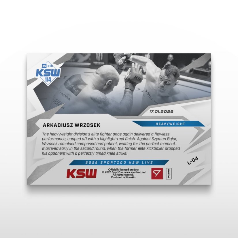 MMA-samlar­kort L-04 Arkadiusz Wrzosek – SportZoo KSW 2025/26 LIVE