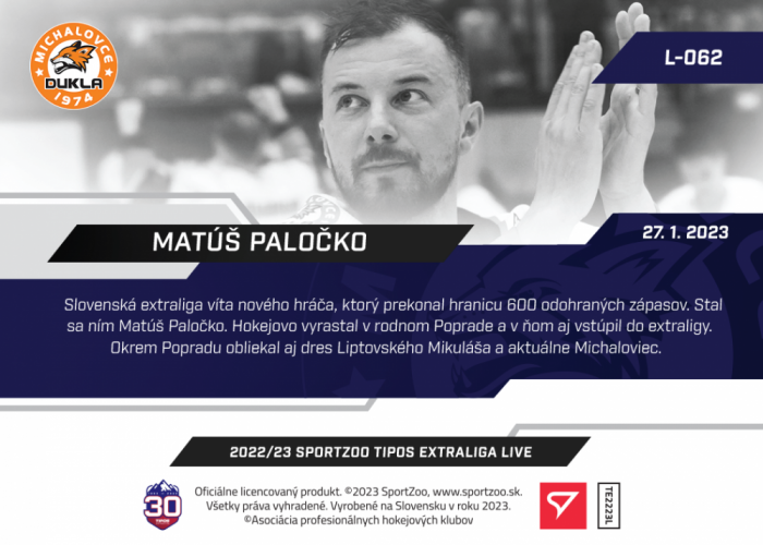 L-062 Matúš Paločko TEL 2022/23 LIVE