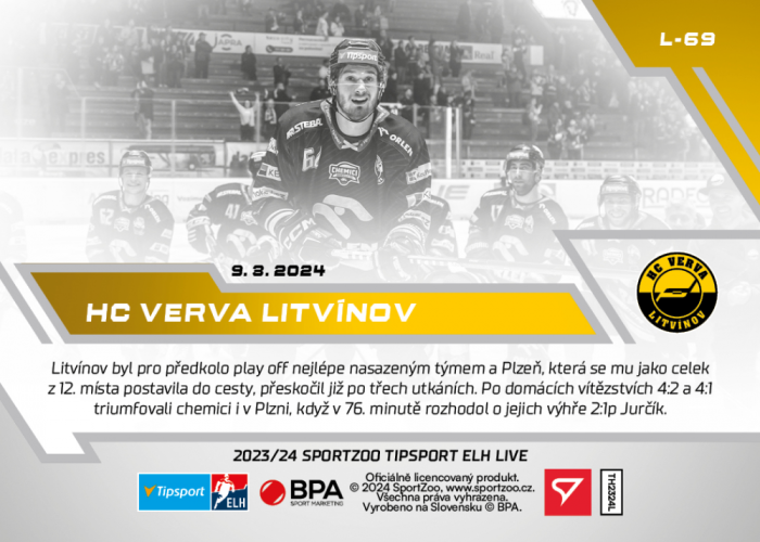 L-69 ZESTAW HC VERVA Litvínov TELH 2023/24 LIVE + UCHWYT