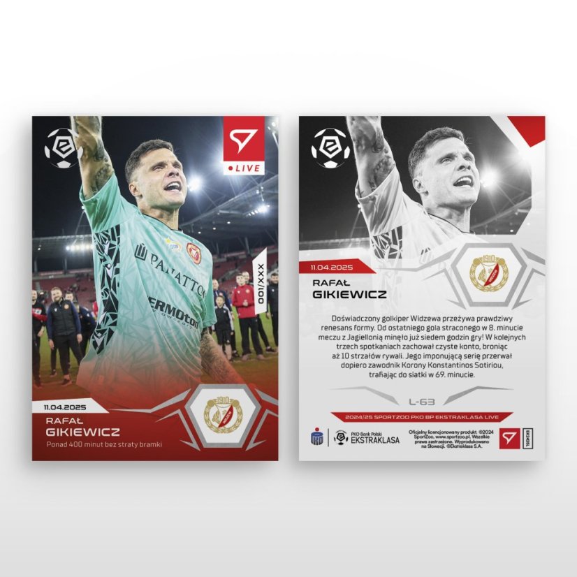 L-63 SADA Rafał Gikiewicz PKO BP Ekstraklasa 2024/25 LIVE + UCHWYT
