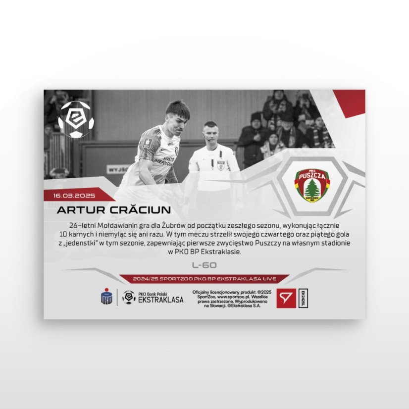 L-60 Artur Crăciun PKO BP Ekstraklasa 2024/25 LIVE