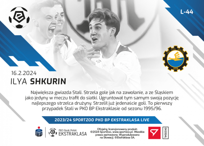 L-44 Ilya Shkurin PKO Bank Polski Ekstraklasa 2023/24 LIVE