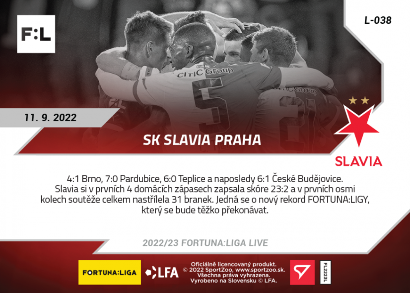 L-038 SK Slavia Praha FORTUNA:LIGA 2022/23 LIVE