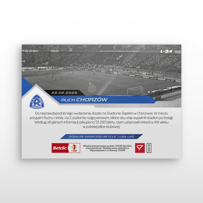 L-34 Ruch Chorzów Betclic 1 Liga 2024/25 LIVE