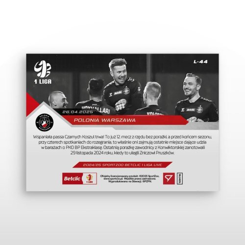 L-44 SADA Polonia Warszawa Betclic 1 Liga 2024/25 LIVE + HOLDER