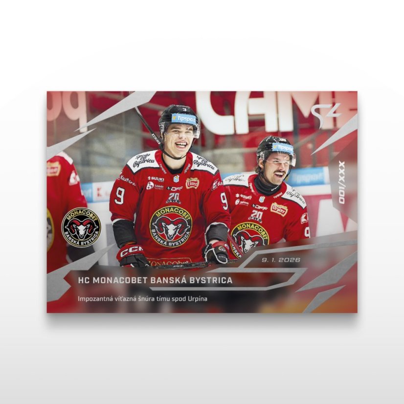Hokejová  kartička L-30 HC MONACObet Banská Bystrica - SportZoo Tipsport liga 2025/26 LIVE