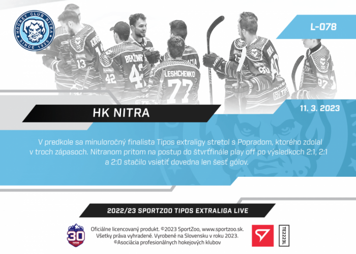 L-078 HK Nitra TEL 2022/23 LIVE