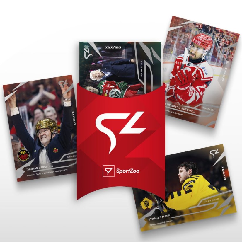 Zlevněný set 32 hokejových kartiček Svenska hockeyligan - SportZoo Svenska hockeyligan 2025/26 LIVE