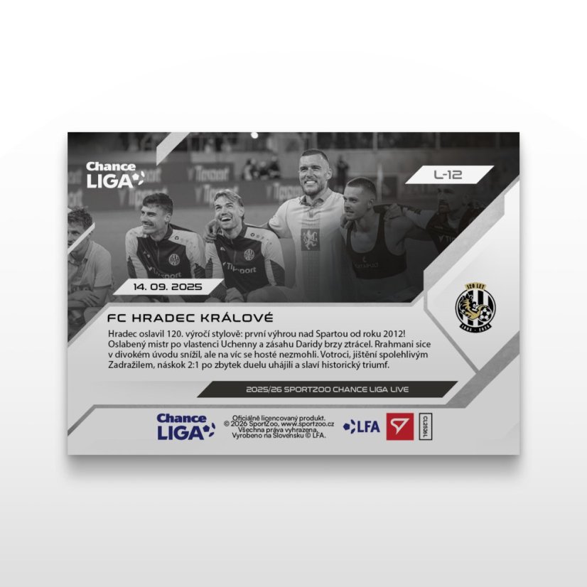 Football trading card L-12 FC HRADEC KRÁLOVÉ - SportZoo Chance Liga 2025/26 LIVE