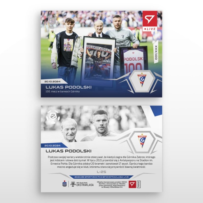 L-25 ZESTAW Lukas Podolski PKO BP Ekstraklasa 2024/25 LIVE + UCHWYT