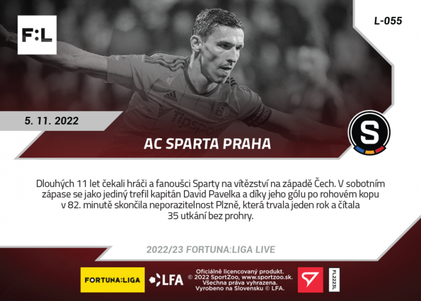 Set 15. kola (3 karty L-055 - L-057) FORTUNA:LIGA 2022/23 LIVE