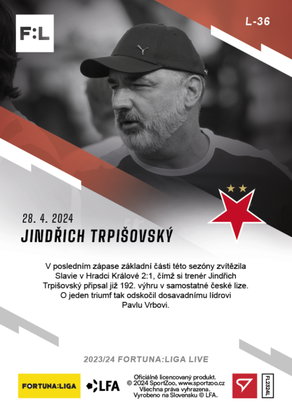 L-36 Jindřich Trpišovský FORTUNA:LIGA 2023/24 LIVE