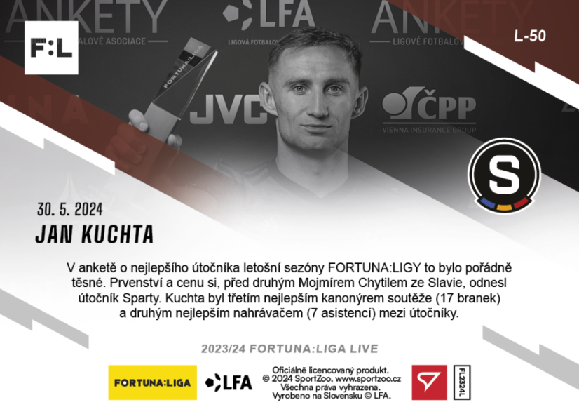 L-50 SADA Jan Kuchta FORTUNA:LIGA 2023/24 LIVE + HOLDER