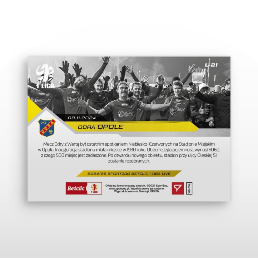 L-21 ZESTAW Odra Opole Betclic 1 Liga 2024/25 LIVE + UCHWYT