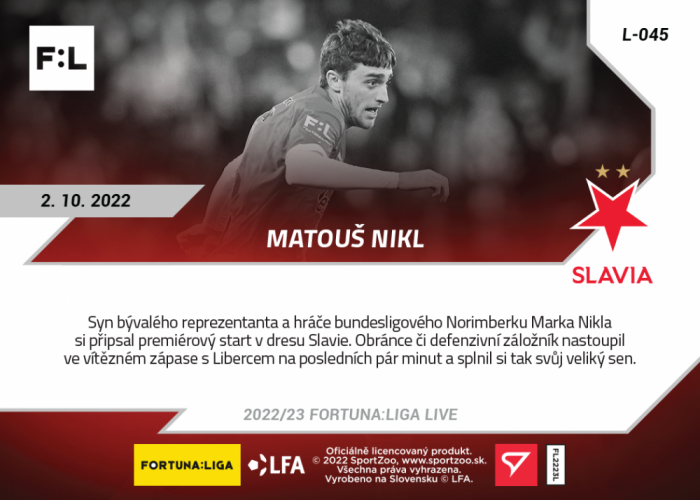 L-045 Matouš Nikl FORTUNA:LIGA 2022/23 LIVE