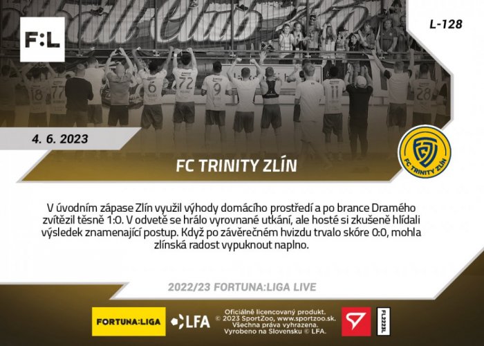 L-128 FC TRINITY Zlín FORTUNA:LIGA 2022/23 LIVE