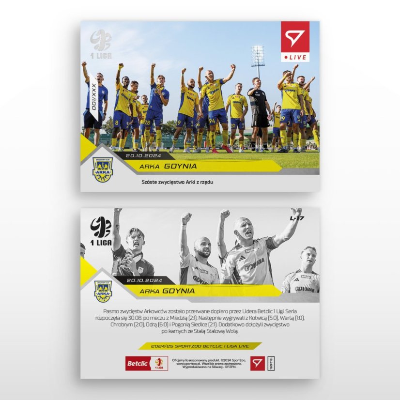 L-17 ZESTAW Arka Gdynia Betclic 1 Liga 2024/25 LIVE + UCHWYT