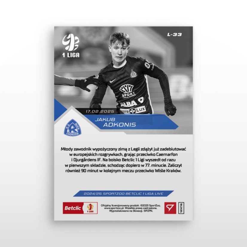 L-33 Jakub Adkonis Betclic 1 Liga 2024/25 LIVE