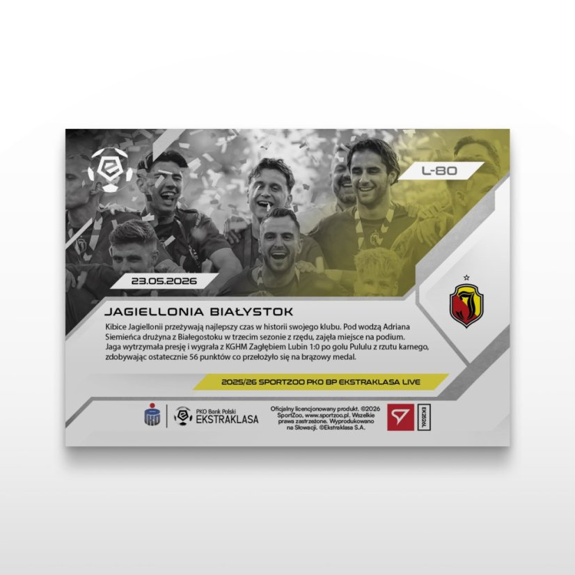 Fotbalová kartička L-80 Jagiellonia Białystok - SportZoo PKO BP Ekstraklasa 2025/26 LIVE