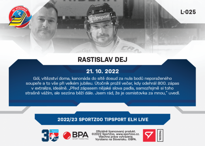 L-025 Rastislav Dej TELH 2022/23 LIVE