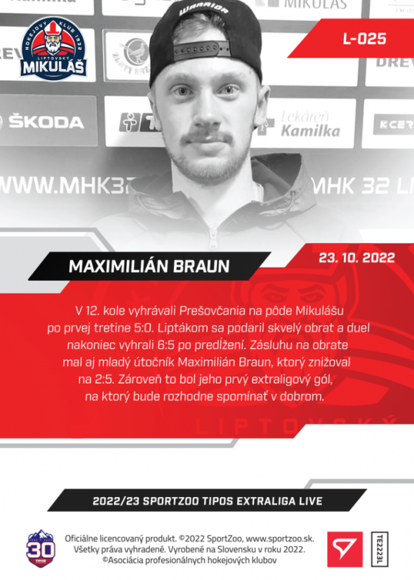 L-025 Maximilián Braun TEL 2022/23 LIVE