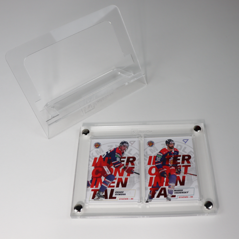 Holder 2x1 for 2 cards 180PT with a stand.