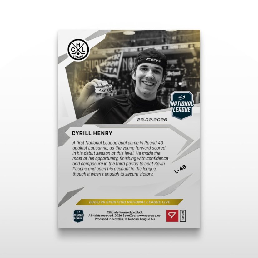 Hockey trading card L-46 Cyrill Henry - SportZoo National League 2025/26 LIVE