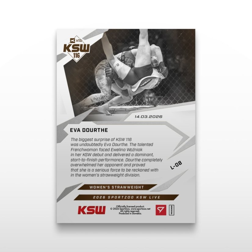 MMA-samlar­kort L-08 Eva Dourthe – SportZoo KSW 2025/26 LIVE