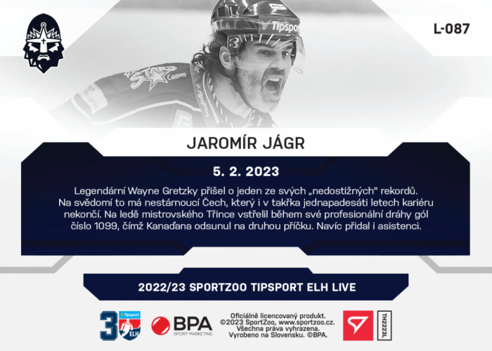 L-087 Jaromír Jágr TELH 2022/23 LIVE