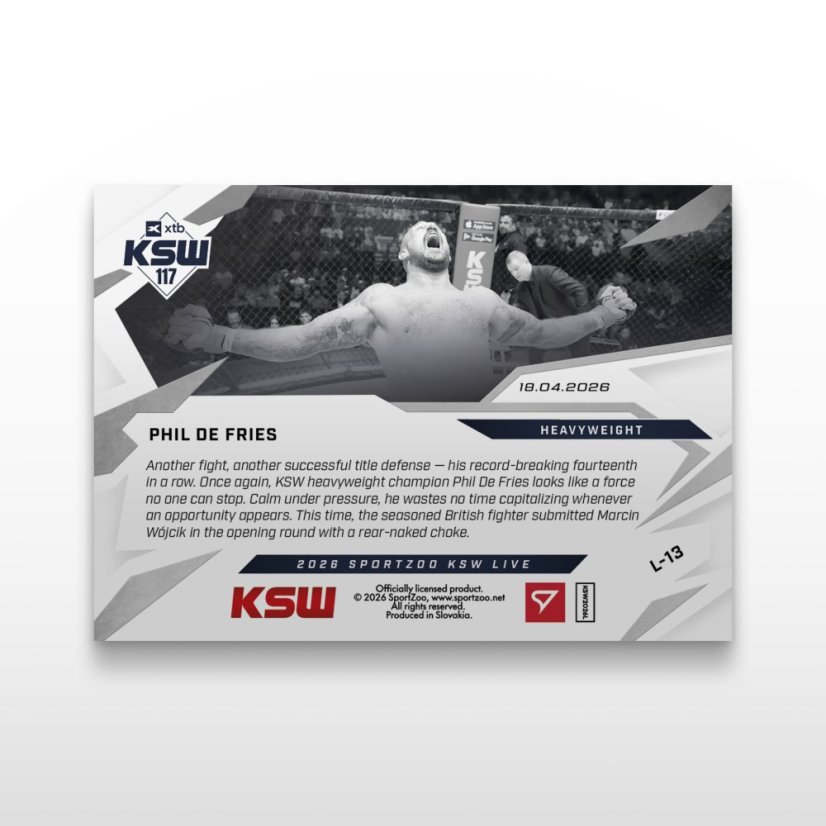MMA-samlar­kort L-13 Phil De Fries – SportZoo KSW 2025/26 LIVE