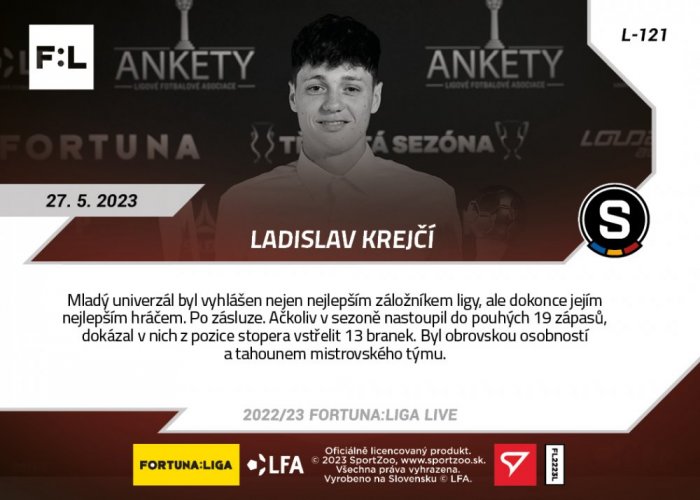 L-121 Ladislav Krejčí  FORTUNA:LIGA 2022/23 LIVE