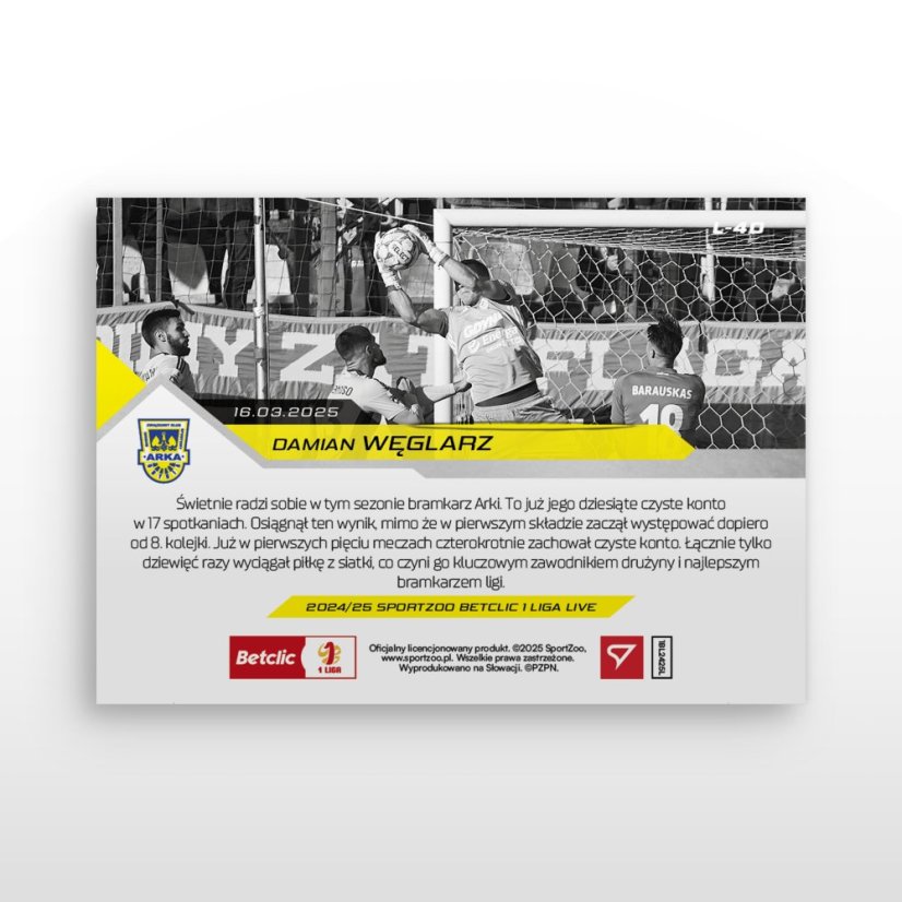 L-40 SADA Damian Węglarz Betclic 1 Liga 2024/25 LIVE + HOLDER