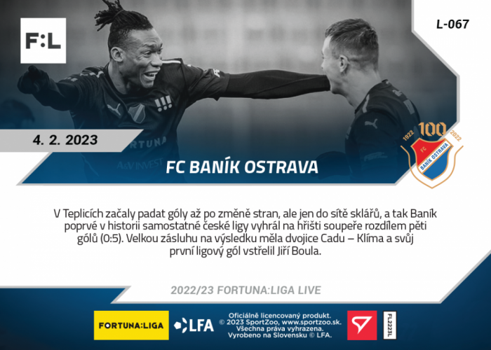 L-067 FC Baník Ostrava FORTUNA:LIGA 2022/23 LIVE