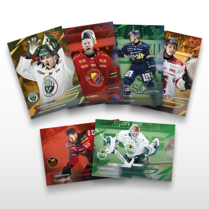 Zlevněný set 32 hokejových kartiček Svenska hockeyligan - SportZoo Svenska hockeyligan 2025/26 LIVE