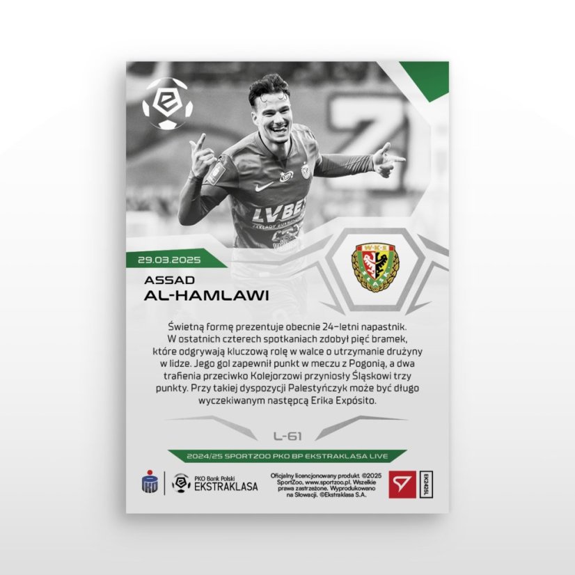 L-61 SADA Assad Al-Hamlawi PKO BP Ekstraklasa 2024/25 LIVE + HOLDER