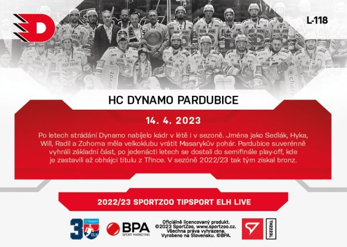 L-118 HC Dynamo Pardubice TELH 2022/23 LIVE