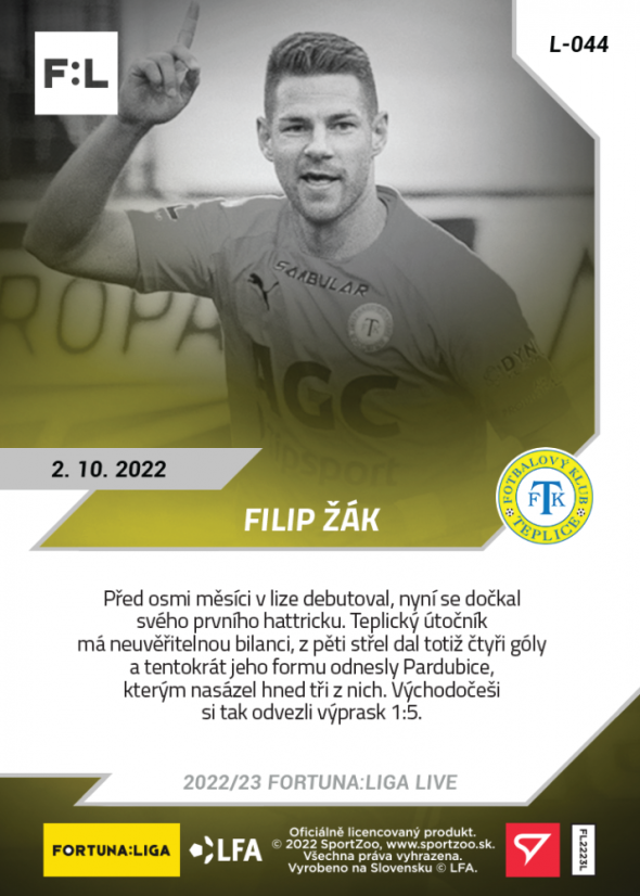L-044 Filip Žák FORTUNA:LIGA 2022/23 LIVE