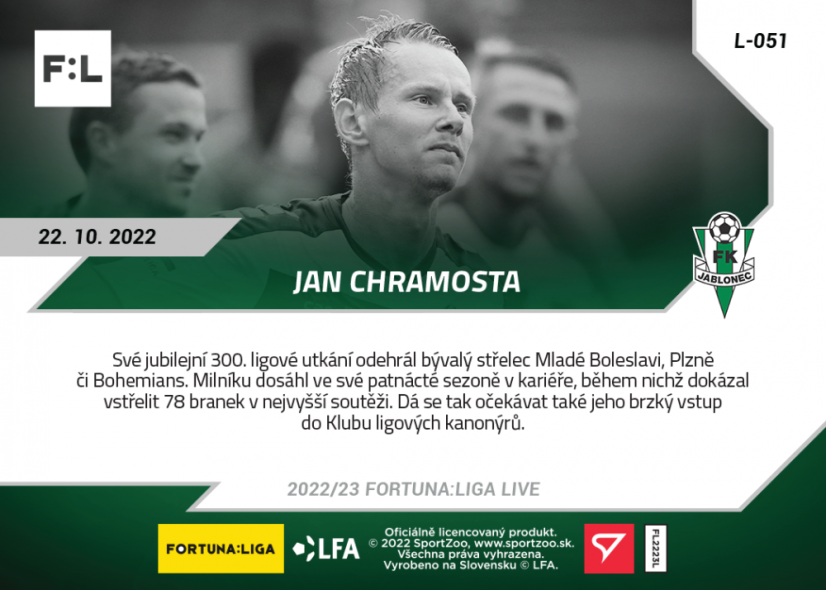 Set 13. kola (3 karty L-050 - L-052) FORTUNA:LIGA 2022/23 LIVE