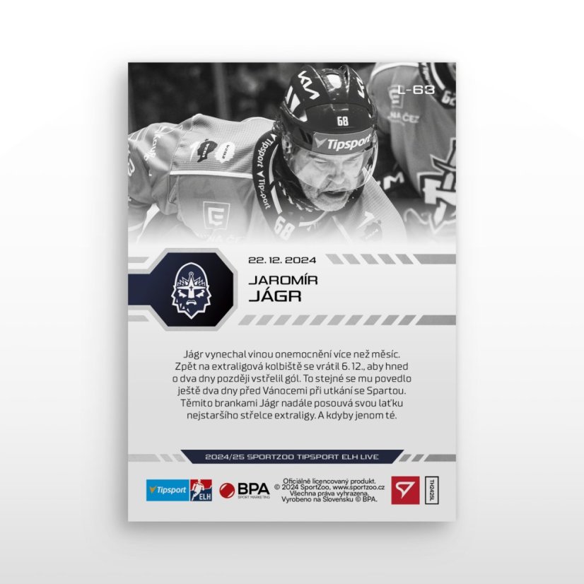 L-63 Jaromír Jágr TELH 2024/25 LIVE