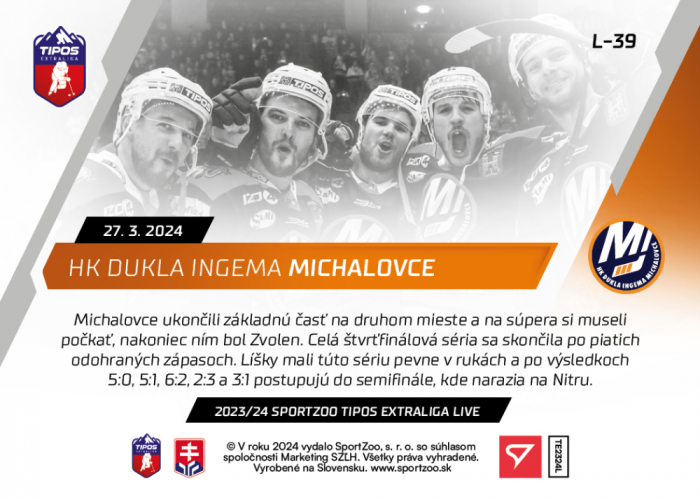 L-39 SADA HK Dukla Ingema Michalovce TEL 2023/24 LIVE + HOLDER