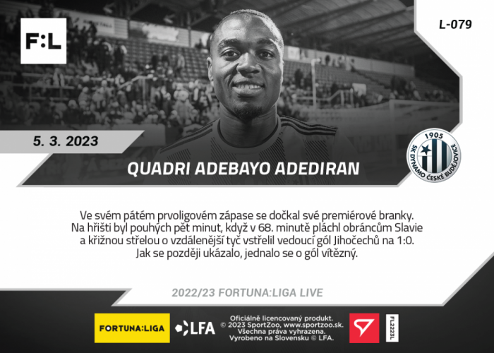L-079 Quadri Adebayo Adediran FORTUNA:LIGA 2022/23 LIVE