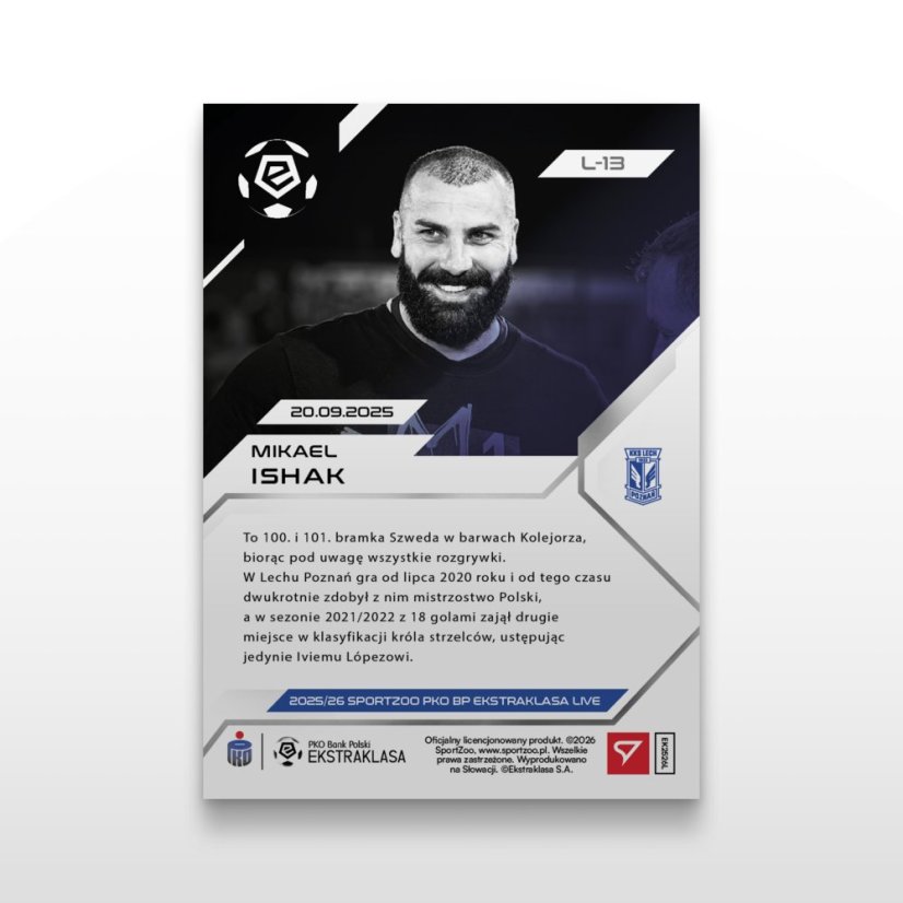 Fotbalová kartička L-13 Mikael Ishak - SportZoo PKO BP Ekstraklasa 2025/26 LIVE