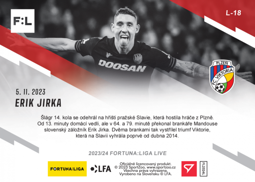 L-18 ZESTAW Erik Jirka FORTUNA:LIGA 2023/24 LIVE + UCHWYT