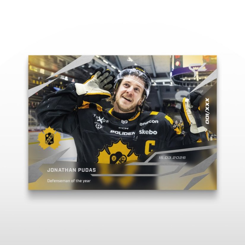Hokejová  kartička L-42 Jonathan Pudas - SportZoo Svenska hockeyligan 2025/26 LIVE