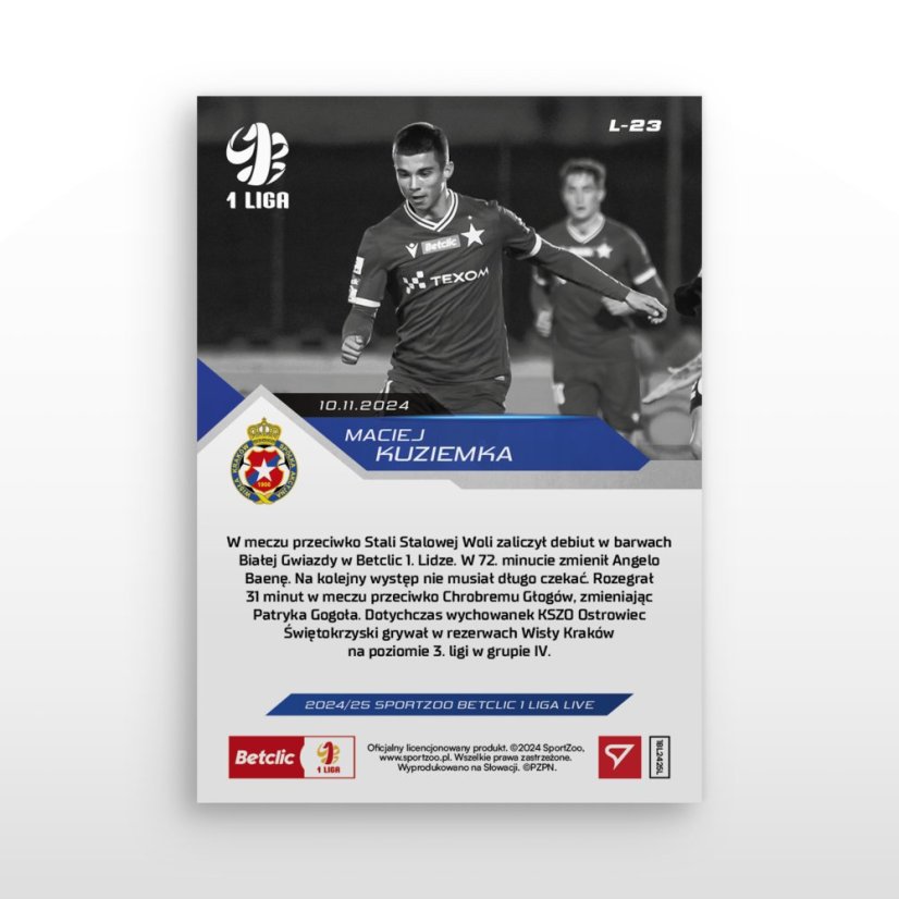 L-23 ZESTAW Maciej Kuziemka Betclic 1 Liga 2024/25 LIVE + UCHWYT