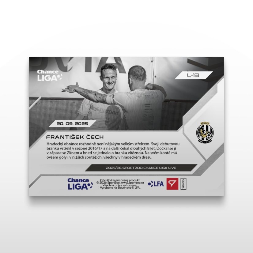 Football trading card L-13 FRANTIŠEK ČECH - SportZoo Chance Liga 2025/26 LIVE